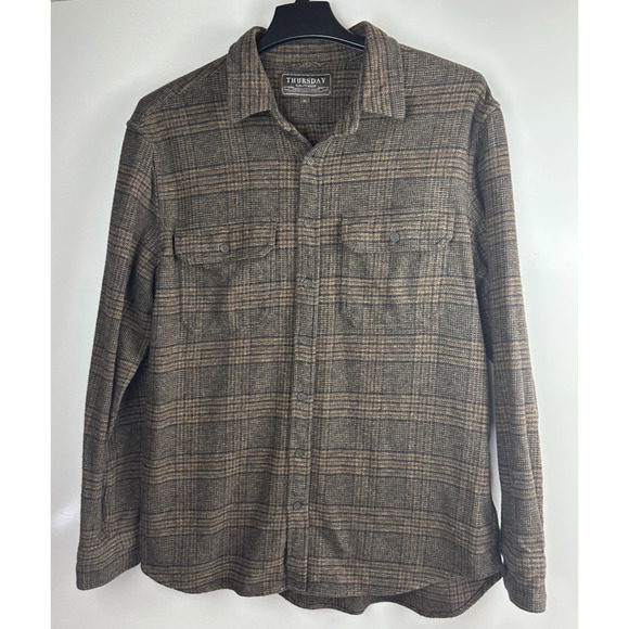 Thursday Boot Co. Summit Flannel Shirt Sequoia Plaid Brown Button Up Men's XL - Picture 2 of 13